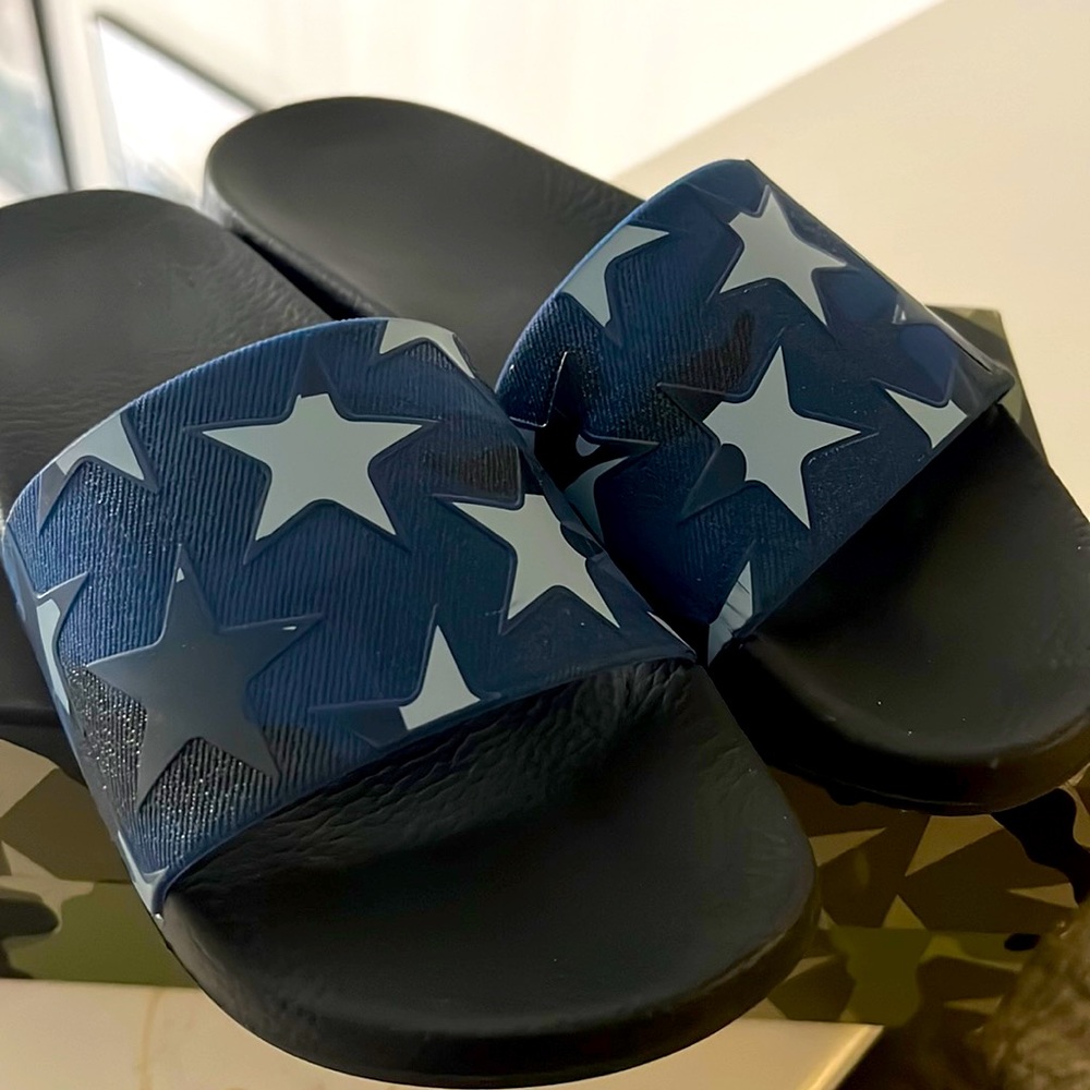 Valentino rubber slides black with navy